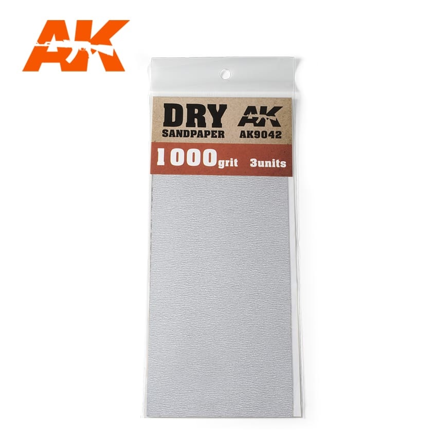 AK-Interactive Dry Sandpaper 1000 Grit. 3 Stuks - AK-Interactive - AK-9042