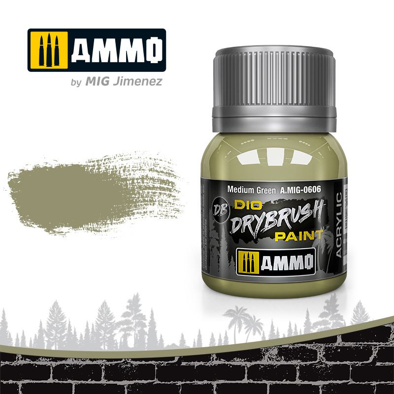 Ammo by Mig Jimenez Drybrush Medium Green - 40ml - Ammo by Mig Jimenez - A.MIG-0606