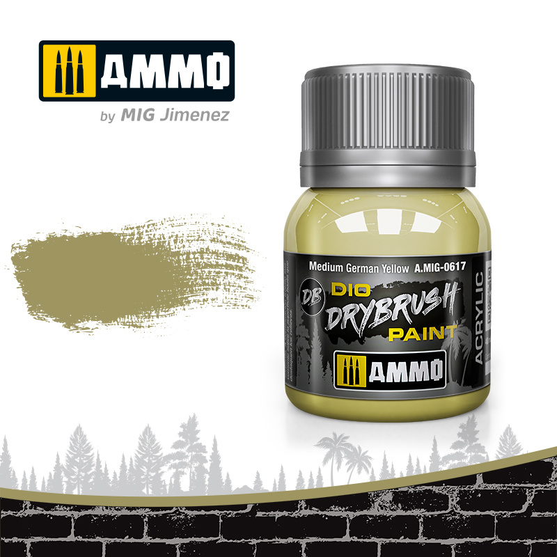 Ammo by Mig Jimenez Drybrush Medium German Yellow - 40ml - Ammo by Mig Jimenez - A.MIG-0617