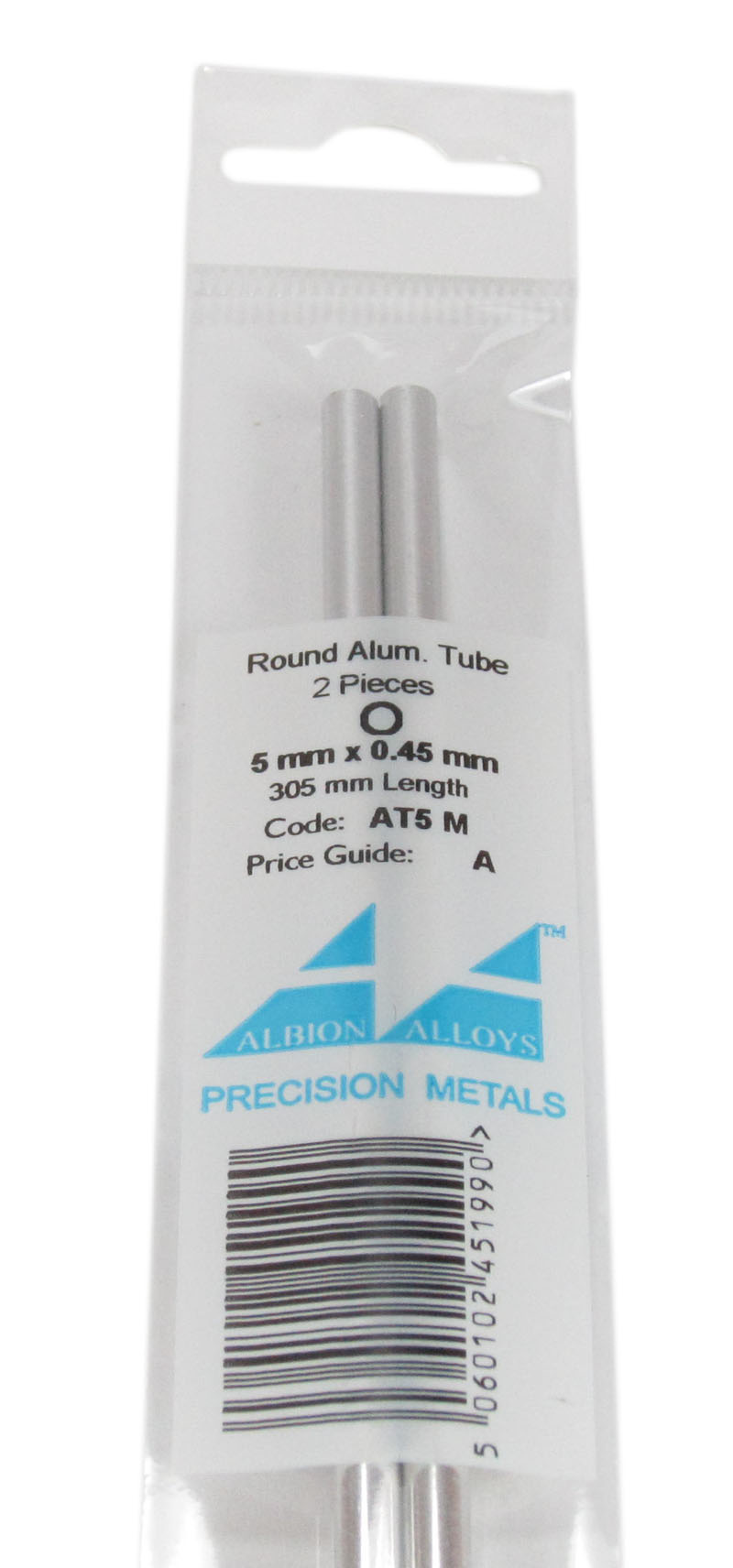 Albion Alloys Aluminium Pipe 5mm - 2pcs - Albion Alloys - AA-AT5M