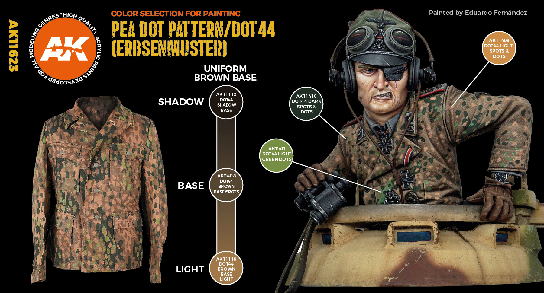 AK-Interactive Waffen SS 44 Dot Uniform Colors Set - AK-Interactive - AK-11623