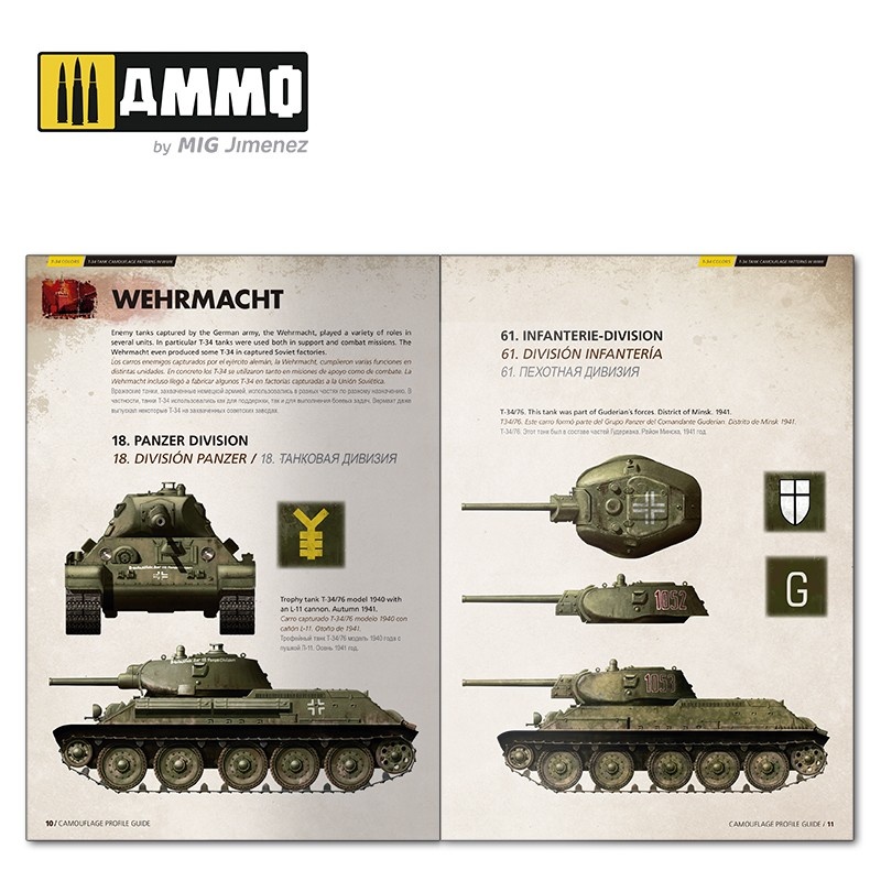 Ammo by Mig Jimenez T-34 Colors. T-34 Tank Camouflage Patterns in WWII ENGLISH, SPANISH, RUSSIAN - Ammo by Mig Jimenez - A.MIG-6145