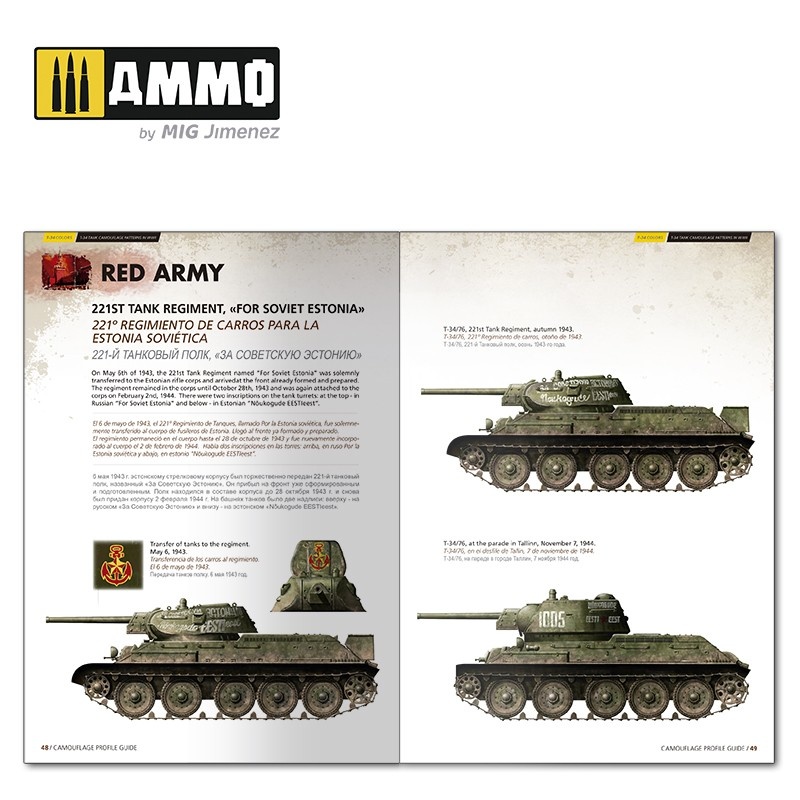 Ammo by Mig Jimenez T-34 Colors. T-34 Tank Camouflage Patterns in WWII ENGLISH, SPANISH, RUSSIAN - Ammo by Mig Jimenez - A.MIG-6145