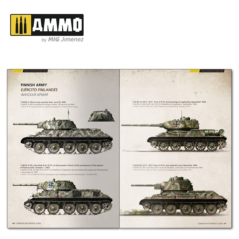 Ammo by Mig Jimenez T-34 Colors. T-34 Tank Camouflage Patterns in WWII ENGLISH, SPANISH, RUSSIAN - Ammo by Mig Jimenez - A.MIG-6145