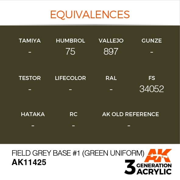 AK-Interactive Field Grey Base #1 (Green uniform) - 17ml - AK-Interactive - AK-11425