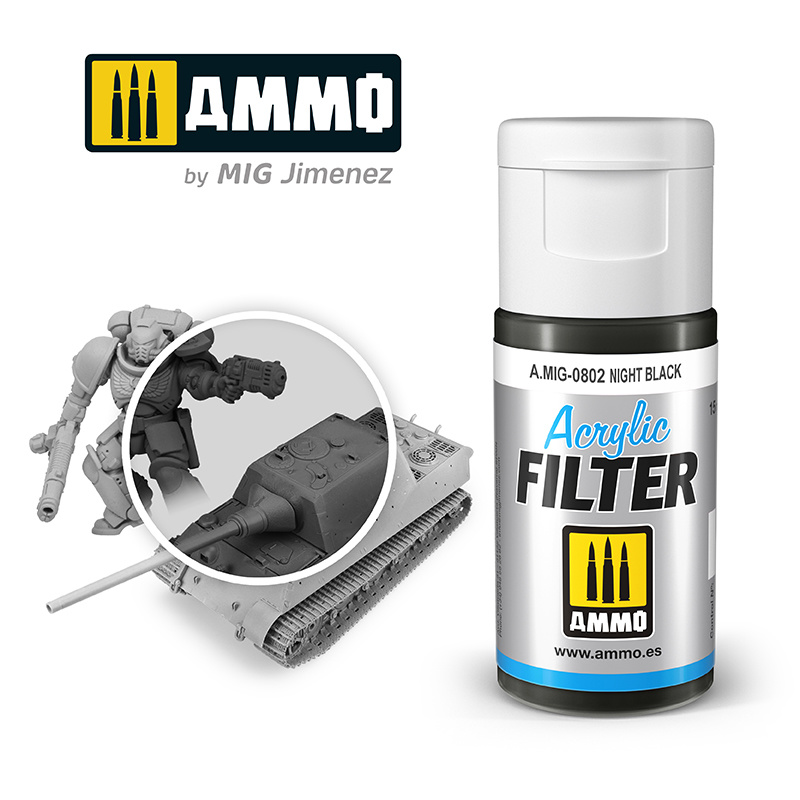 Ammo by Mig Jimenez Acrylic Filter Night Black - 15ml - Ammo by Mig Jimenez - A.MIG-0802