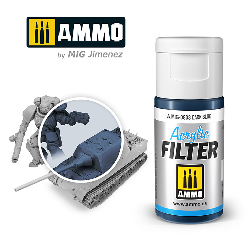 Ammo by Mig Jimenez Acrylic Filter Dark Blue - 15ml - Ammo by Mig Jimenez - A.MIG-0803