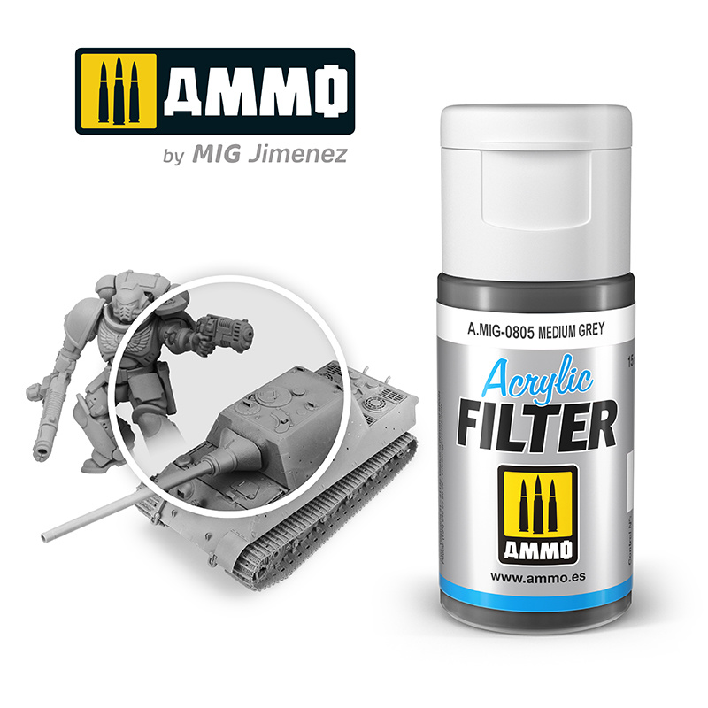 Ammo by Mig Jimenez Acrylic Filter Medium Grey - 15ml - Ammo by Mig Jimenez - A.MIG-0805