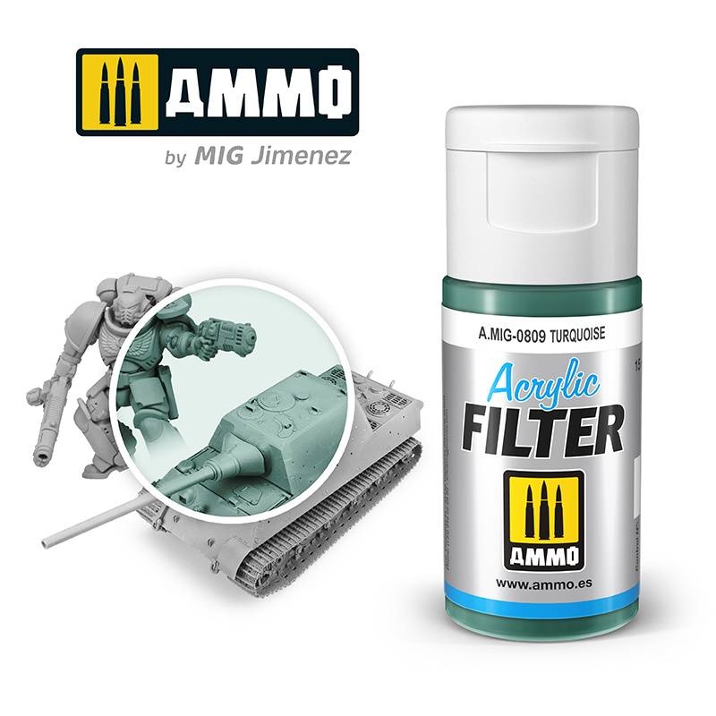 Ammo by Mig Jimenez Acrylic Filter Turquoise - 15ml - Ammo by Mig Jimenez - A.MIG-0809