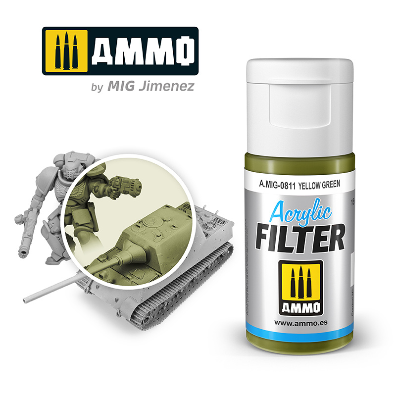 Ammo by Mig Jimenez Acrylic Filter Yellow Green - 15ml - Ammo by Mig Jimenez - A.MIG-0811