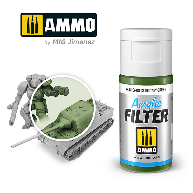 Ammo by Mig Jimenez Acrylic Filter Military Green - 15ml - Ammo by Mig Jimenez - A.MIG-0813