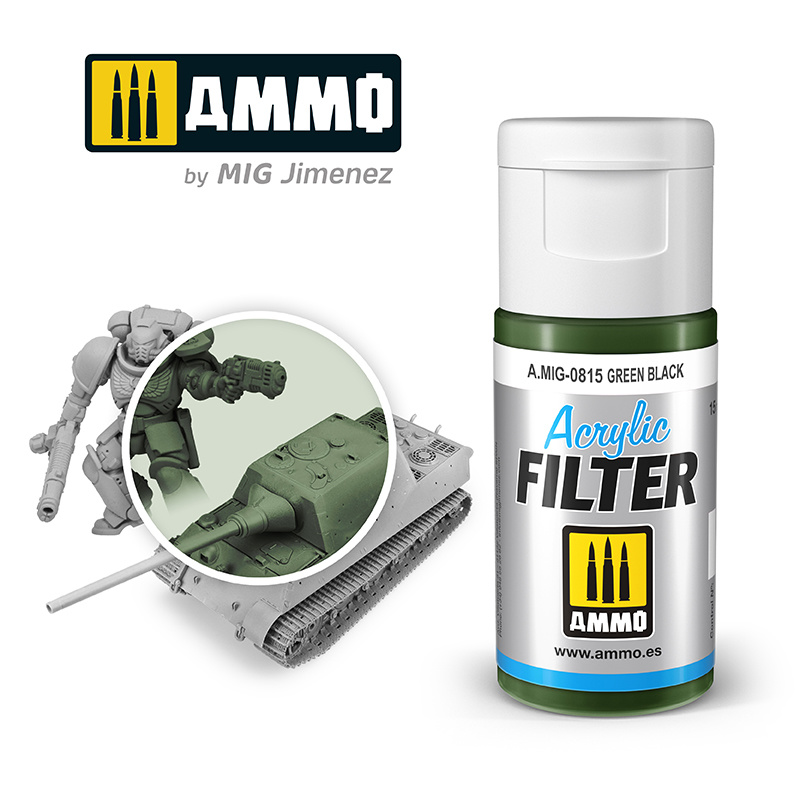Ammo by Mig Jimenez Acrylic Filter Green Black  - 15ml - Ammo by Mig Jimenez - A.MIG-0815