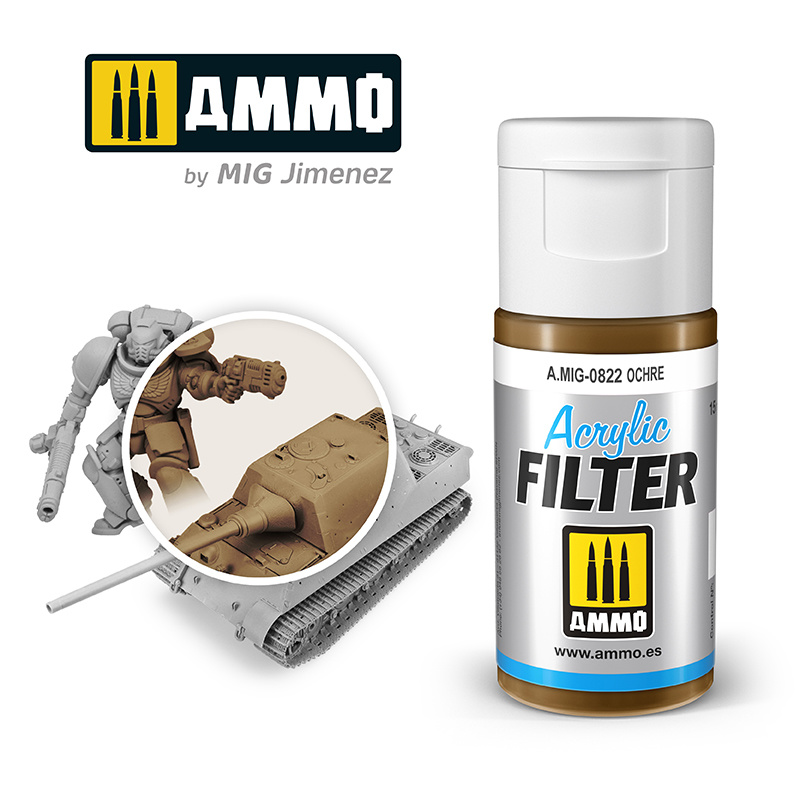 Ammo by Mig Jimenez Acrylic Filter Ochre - 15ml - Ammo by Mig Jimenez - A.MIG-0822