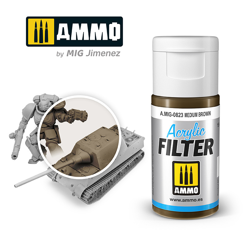 Ammo by Mig Jimenez Acrylic Filter Medium Brown - 15ml - Ammo by Mig Jimenez - A.MIG-0823