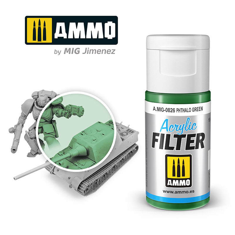 Ammo by Mig Jimenez Acrylic Filter Phthalo Green - 15ml - Ammo by Mig Jimenez - A.MIG-0826