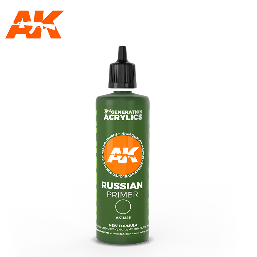 AK-Interactive 3rd Generation Acrylic Modelling Color - Rusian Green Surface Primer Acrylic Modelling Color - 100ml - AK-Interactive - AK-11246