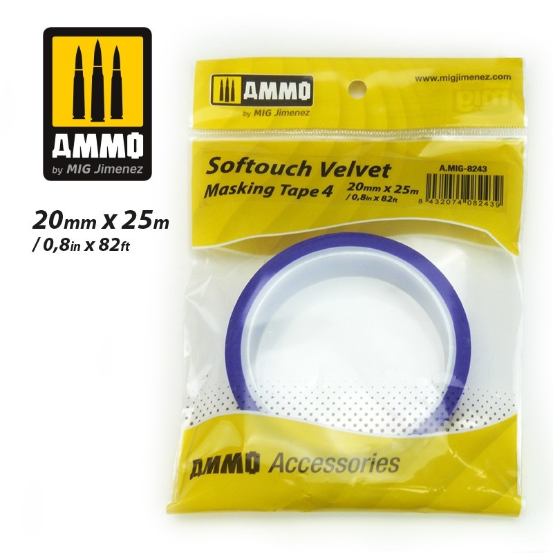 Ammo by Mig Jimenez Softouch Velvet Masking Tape #4 (20mm x 25M) - Ammo by Mig Jimenez - A.MIG-8243