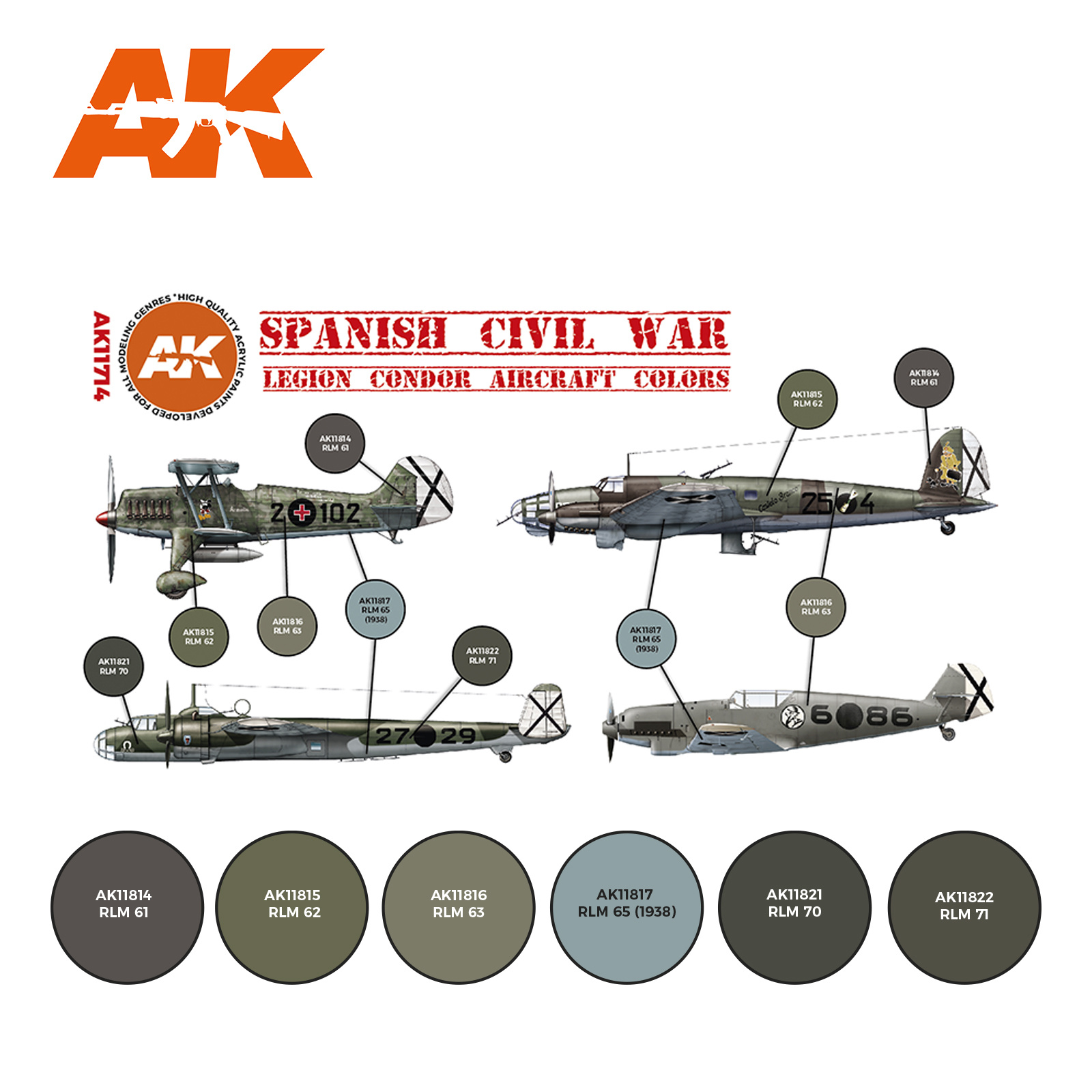 AK-Interactive Spanish Civil War. Legion Condor Aircraft  Set - AK-Interactive - AK-11714