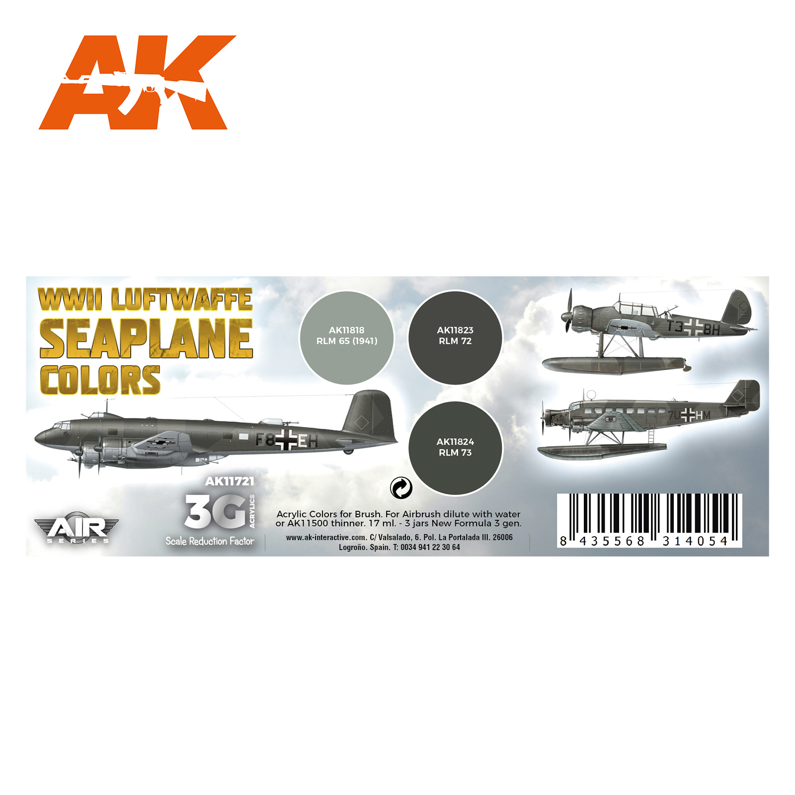AK-Interactive WWII Luftwaffe Seaplane Colors Set - AK-Interactive - AK-11721
