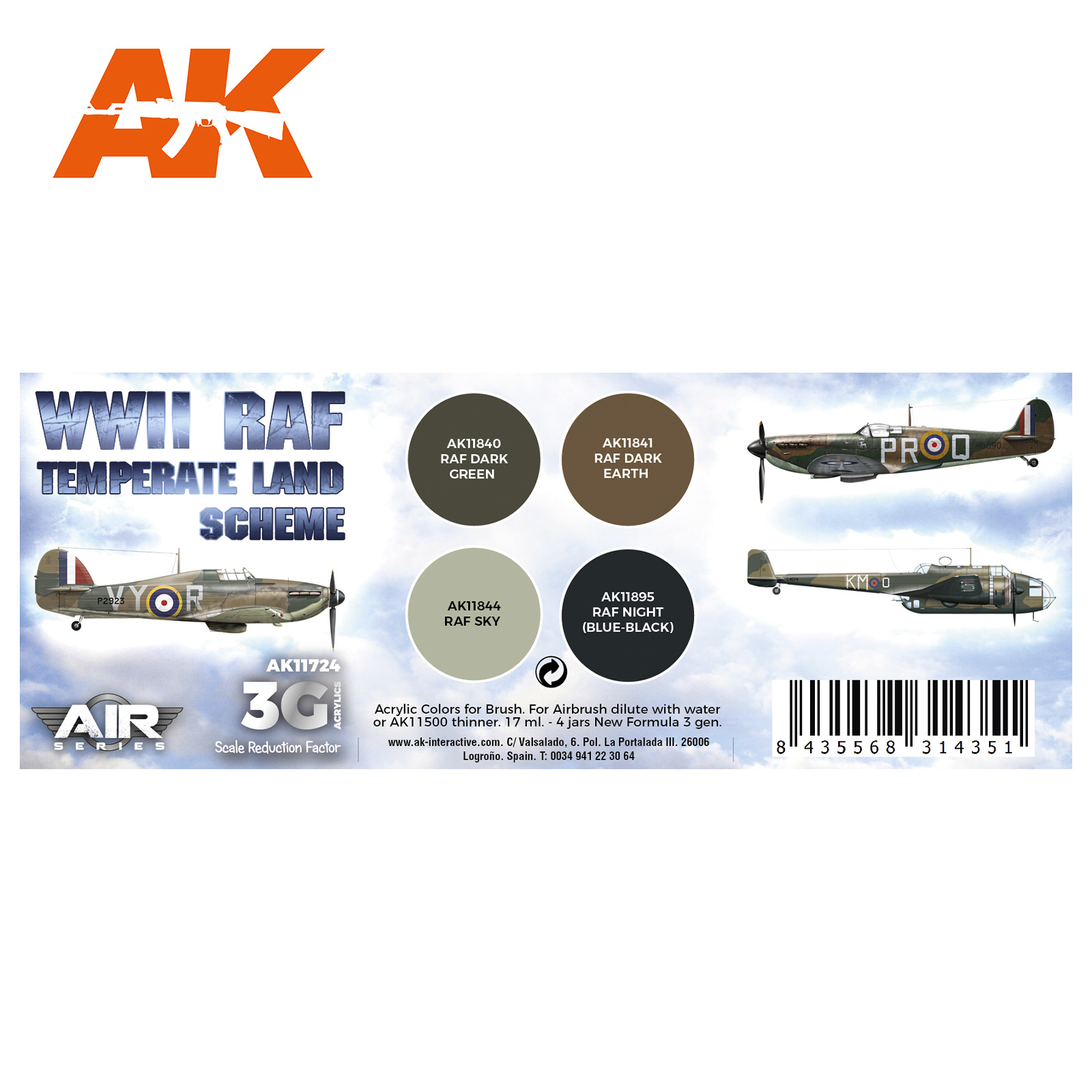 AK-Interactive WWII RAF Temperate Land Scheme Set - AK-Interactive - AK-11724