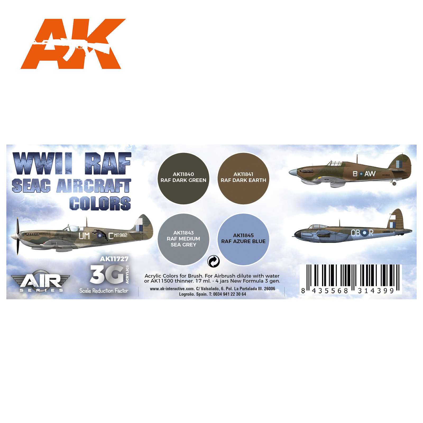 AK-Interactive WWII RAF SEAC Aircraft Colors Set - AK-Interactive - AK-11727