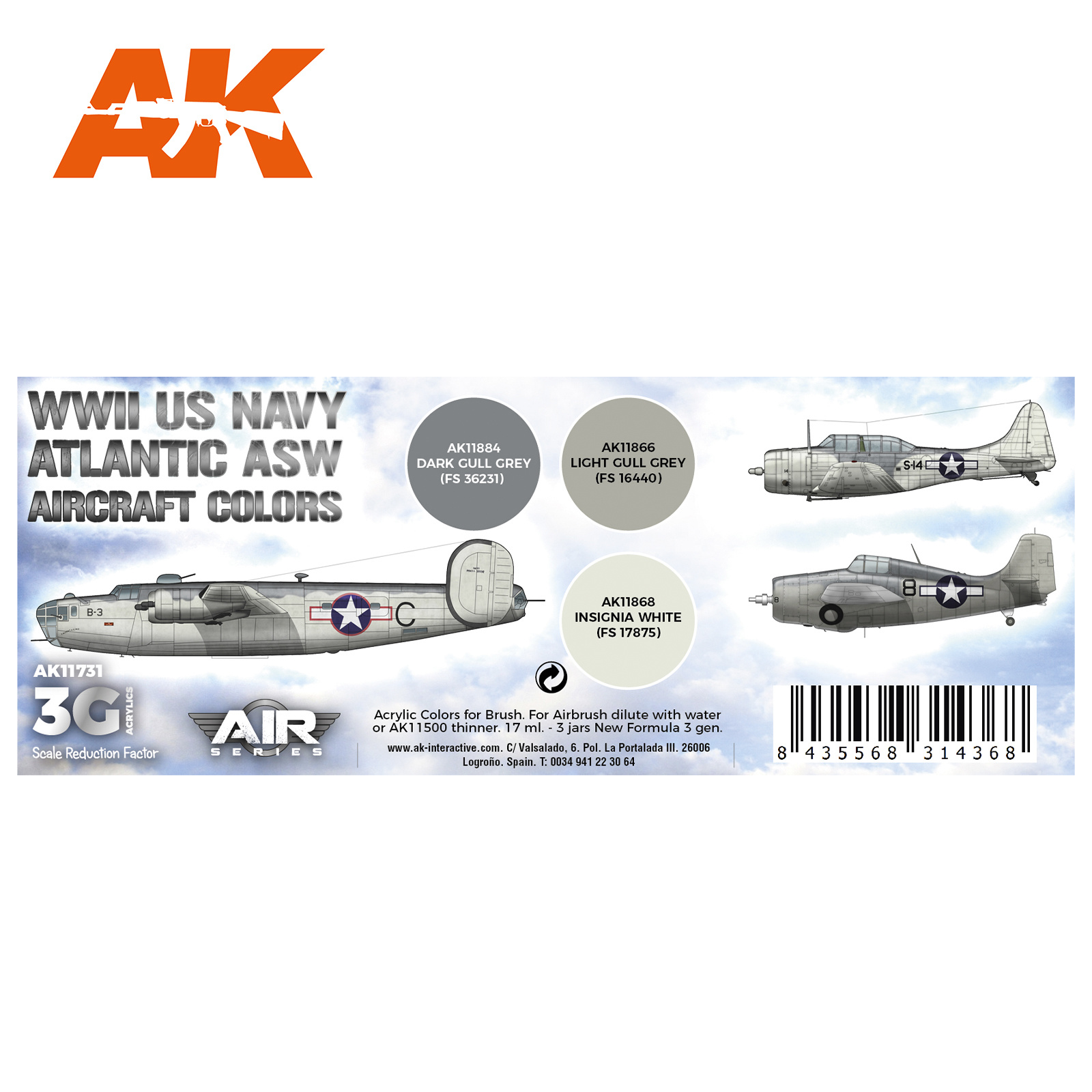AK-Interactive WWII US Navy ASW Aircraft Colors Set - AK-Interactive - AK-11731