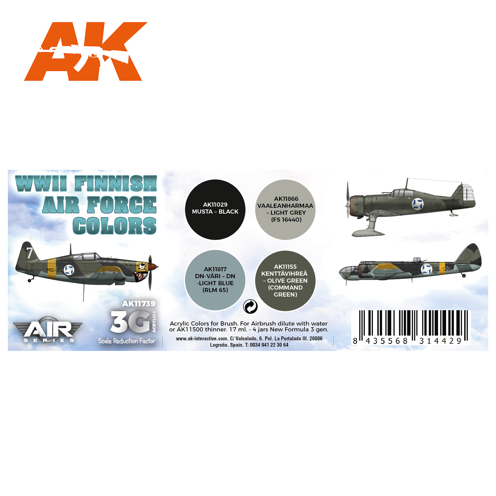 AK-Interactive WWII Finnish Air Force Colors Set - AK-Interactive - AK-11739