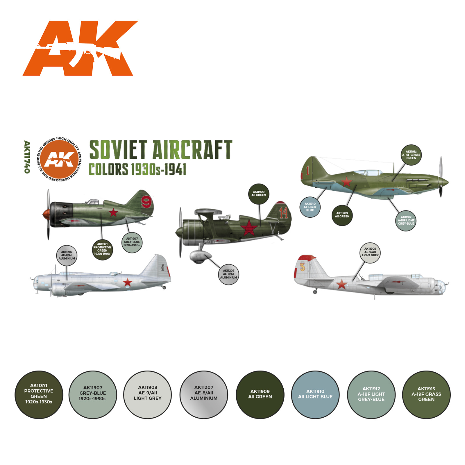AK-Interactive Soviet Aircraft Colors 1930s-1941 Set - AK-Interactive - AK-11740