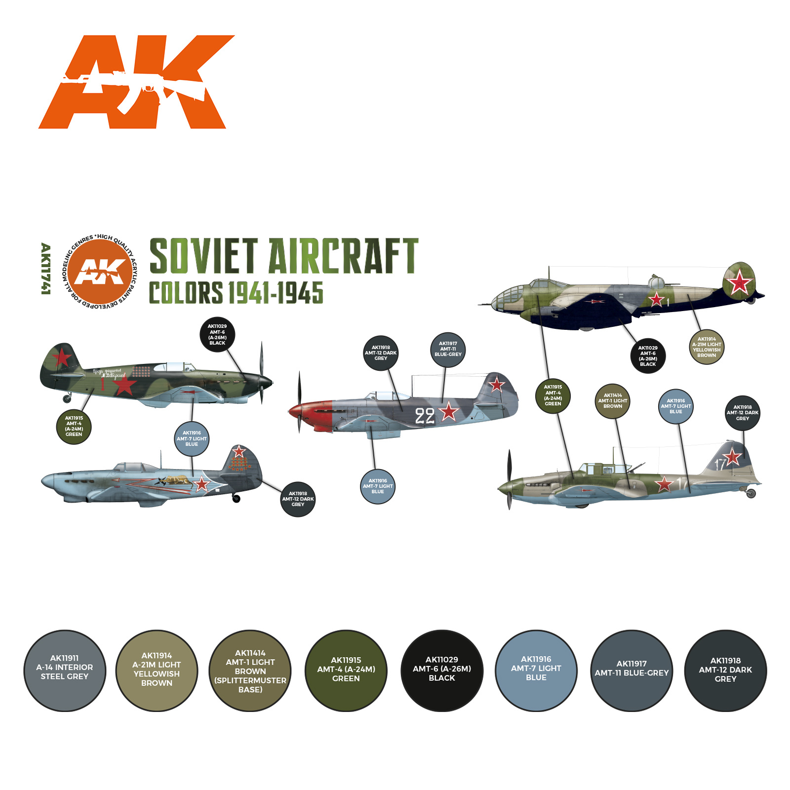 AK-Interactive Soviet Aircraft Colors 1941-1945 Set - AK-Interactive - AK-11741