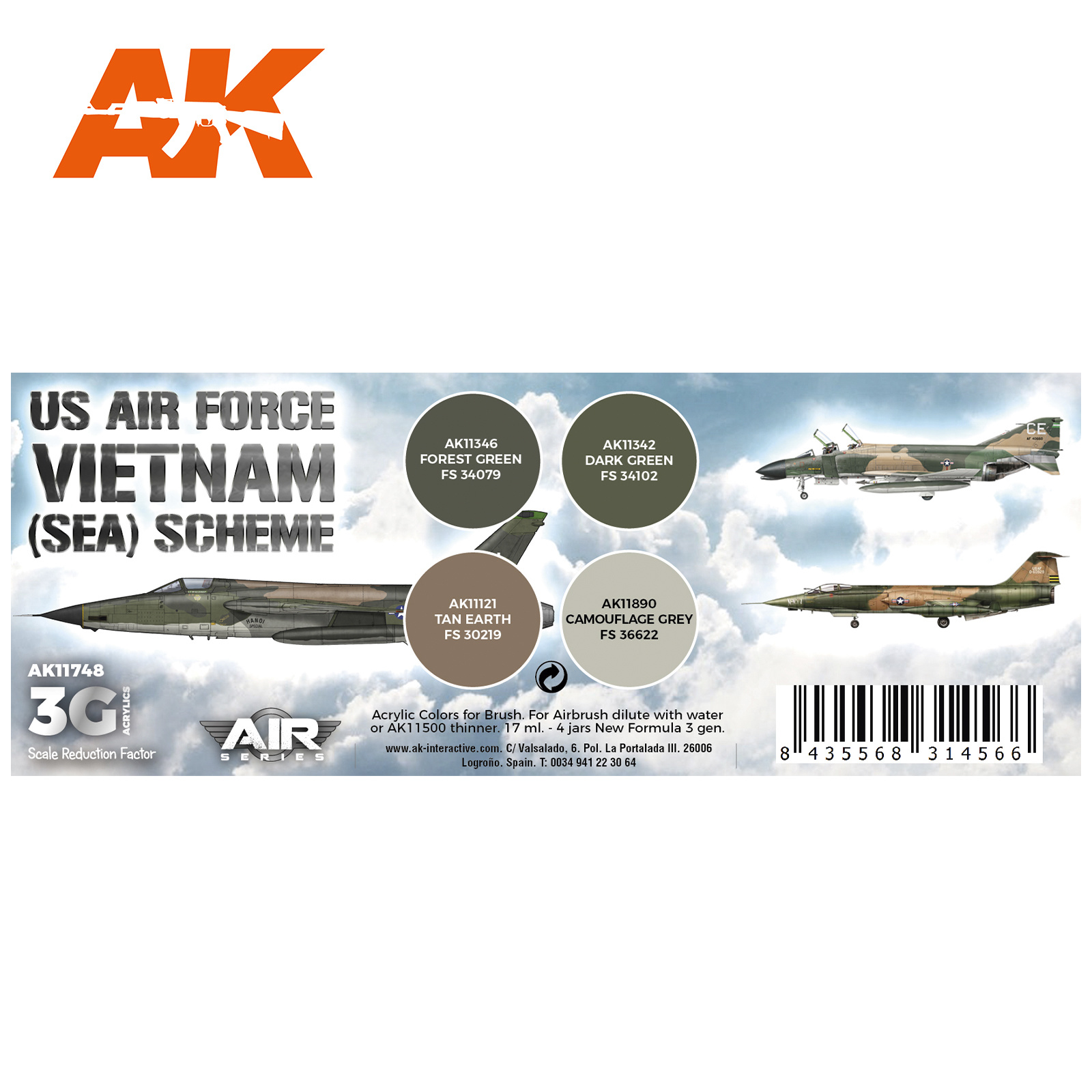 AK-Interactive US Air Force South East Asia (SEA) Scheme Set - AK-Interactive - AK-11748