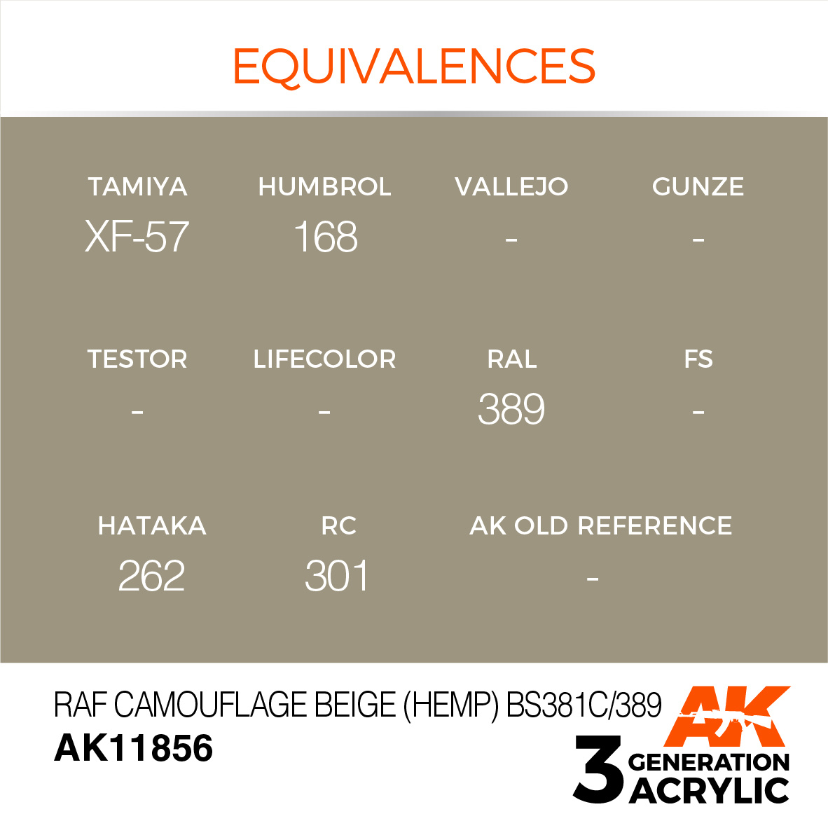 AK-Interactive RAF Camouflage Beige (Hemp) BS381C/389 - 17ml - AK-Interactive - AK-11856