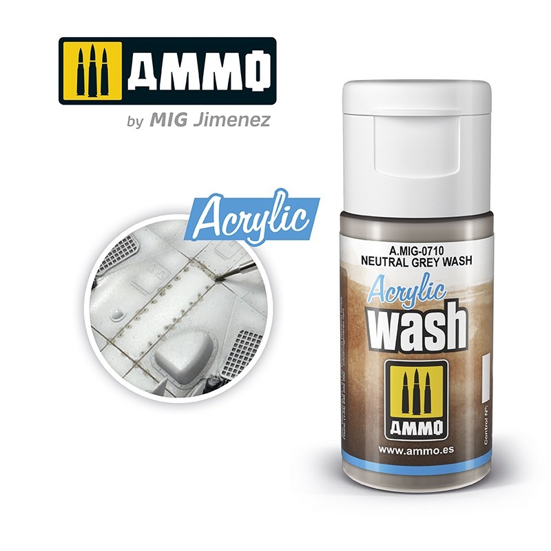 Ammo by Mig Jimenez Acrylic Wash Neutral Grey Wash - 15ml - Ammo by Mig Jimenez - A.MIG-0710