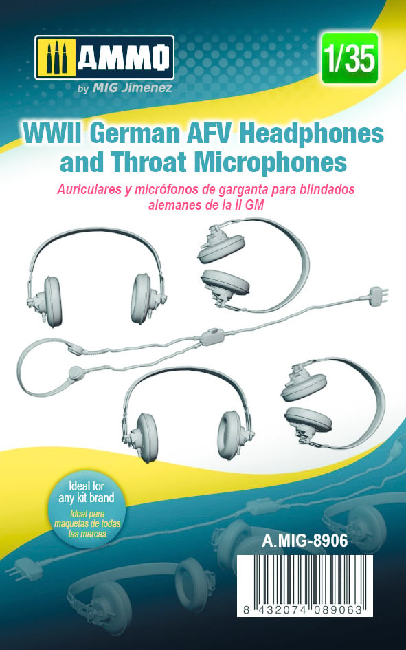 Ammo by Mig Jimenez WWII German AFV Headphones and Throat Microphones - Scale 1/35 - Ammo by Mig Jimenez - A.MIG-8906