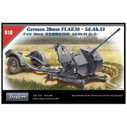German 20mm Flak 38 w/Sd Ah 52 - Scale 1/35 - Tristar - TRI-35010