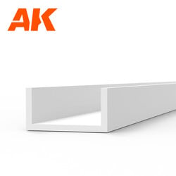 3 U Channels 4.0 width x 350mm - Styrene Strip - AK-Interactive - AK-6556