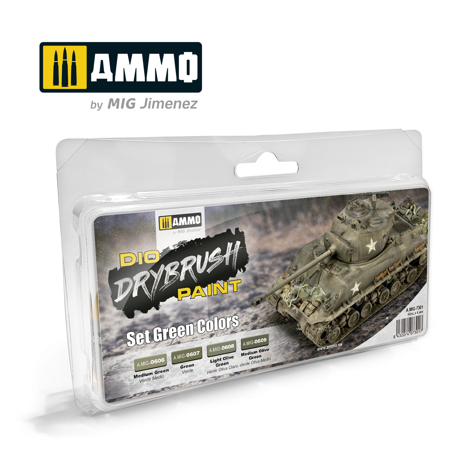 Ammo by Mig Jimenez Drybrush Set Green Colors - Ammo by Mig Jimenez - A.MIG-7301