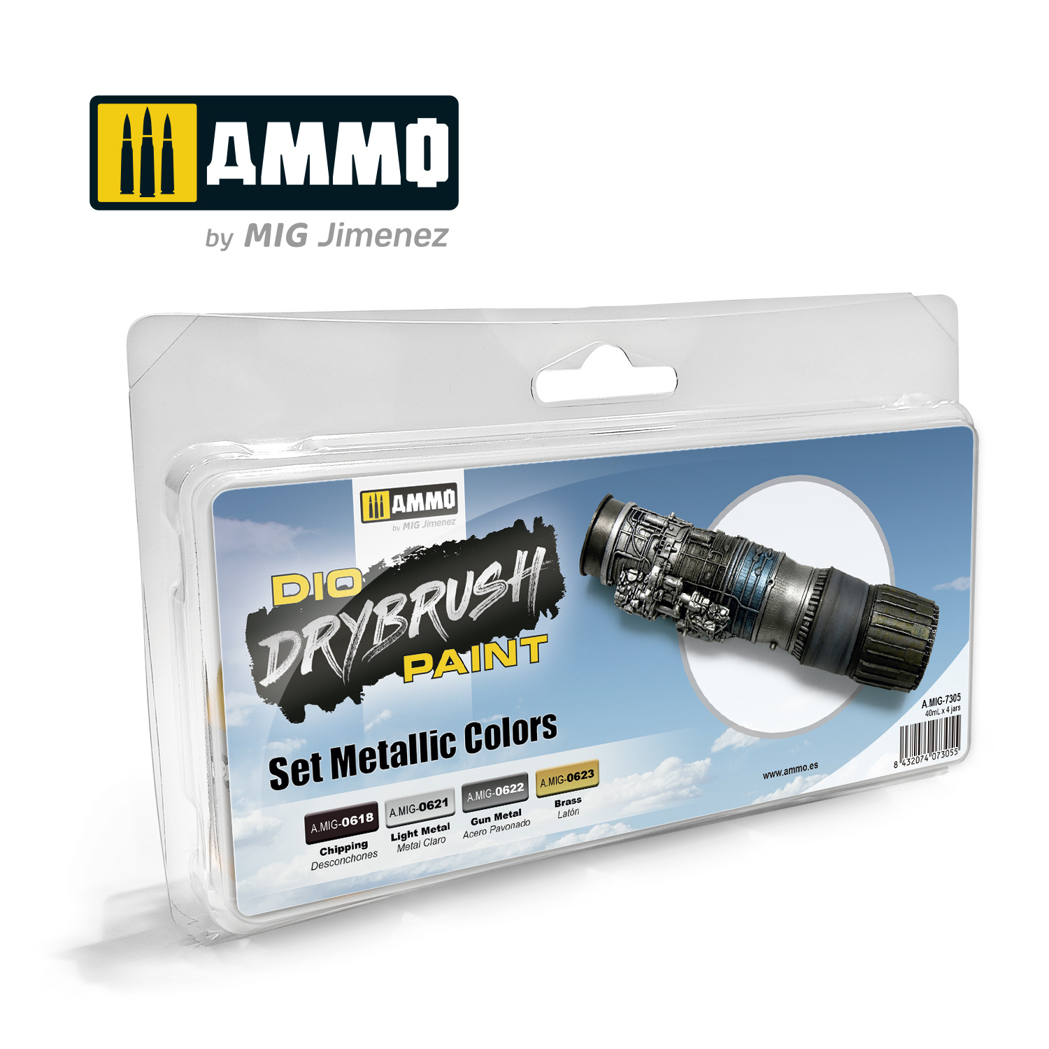 Ammo by Mig Jimenez Drybrush Set Metallic Colors - Ammo by Mig Jimenez - A.MIG-7305