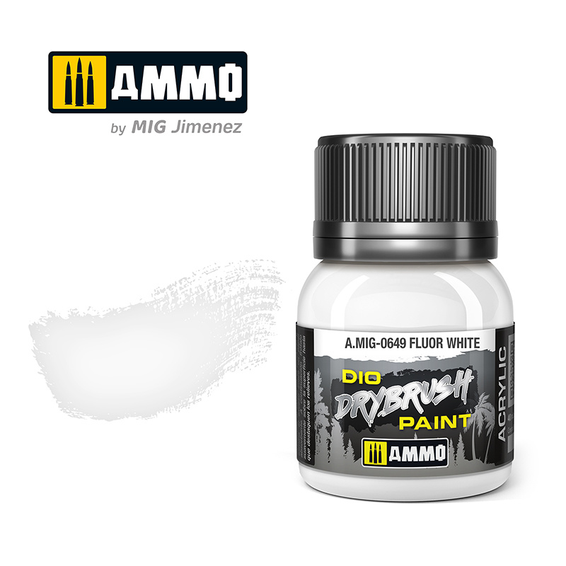 Ammo by Mig Jimenez Drybrush Fluor White - 40ml - Ammo by Mig Jimenez - A.MIG-0649