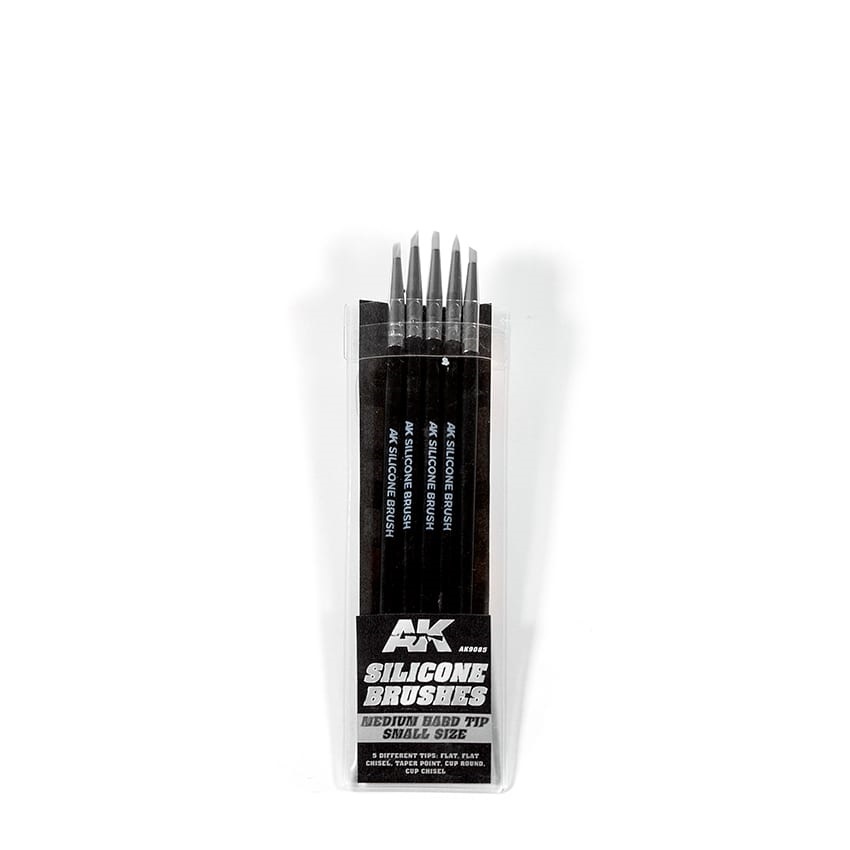 AK-Interactive Set Of 5 Silicone Brushes Medium Hard Tip Small - AK-Interactive - AK-9085