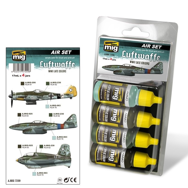 Ammo by Mig Jimenez Aircraft Paint Sets - Luftwaffe WWII Late Colors - A.MIG-7209