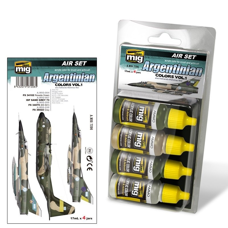 Ammo by Mig Jimenez Aircraft Paint Sets - Argentinian Colors Vol.1 (Also Falklands War) - A.MIG-7206