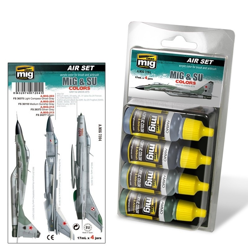 Ammo by Mig Jimenez Aircraft Paint Sets - MiG & SU Fighters Greys - A.MIG-7204