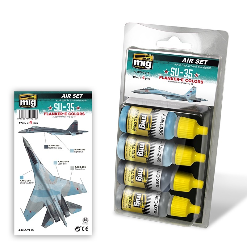 Ammo by Mig Jimenez Aircraft Paint Sets - SU-35 Flanker-E Colors - A.MIG-7219