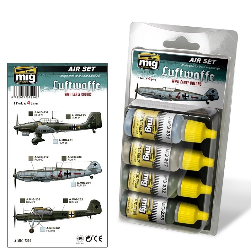 Ammo by Mig Jimenez Aircraft Paint Sets - Luftwaffe WWII Early Colors - A.MIG-7210