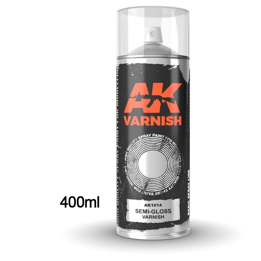 AK-Interactive Semi-Gloss varnish - Spray 400ml (Includes 2 nozzles) - AK-1014