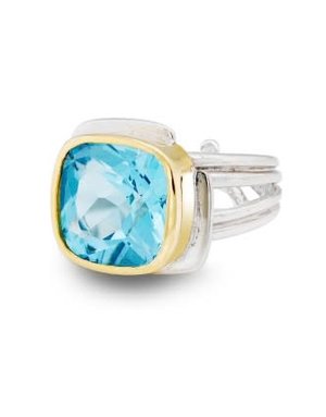 GALLARDO AND BLAINE Art Deco Ring - Blue Topaz Silver/Gold