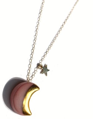 DANU Moon and Star Necklace - Pink