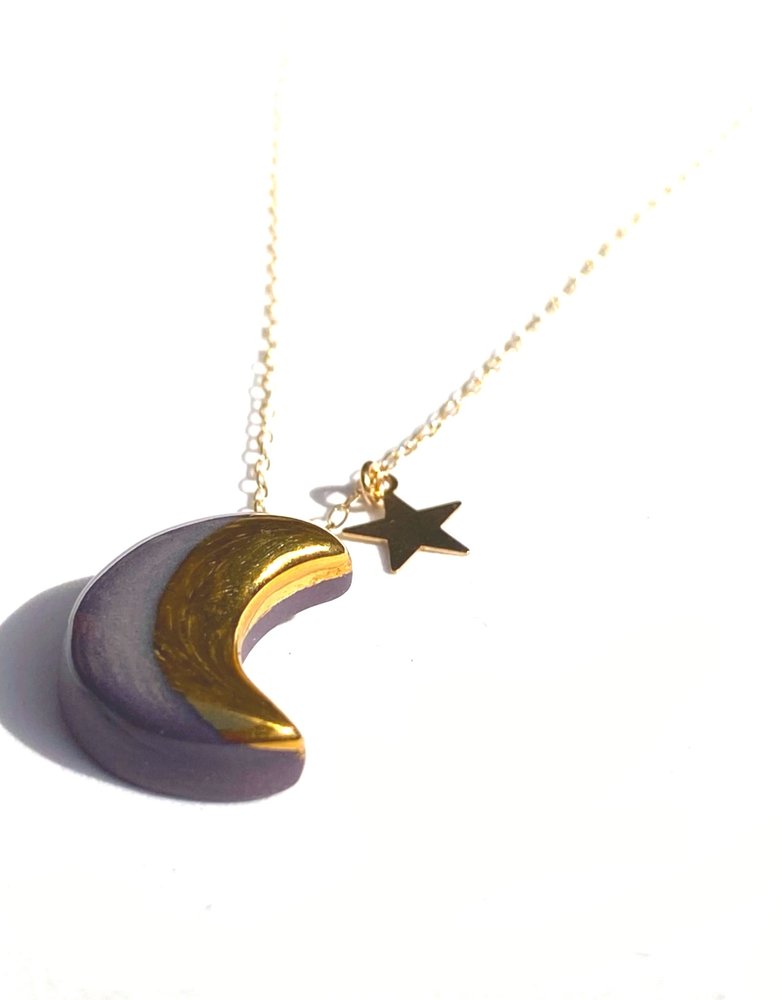 DANU Moon and Star Necklace - Purple
