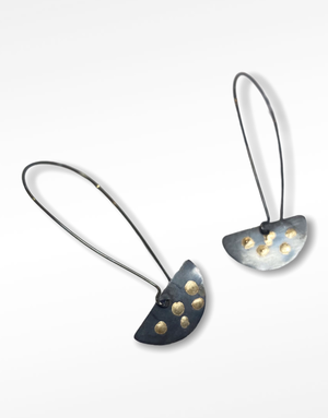 GHOST & BONESETTER Oxidised Silver and Gold Drop Earrings