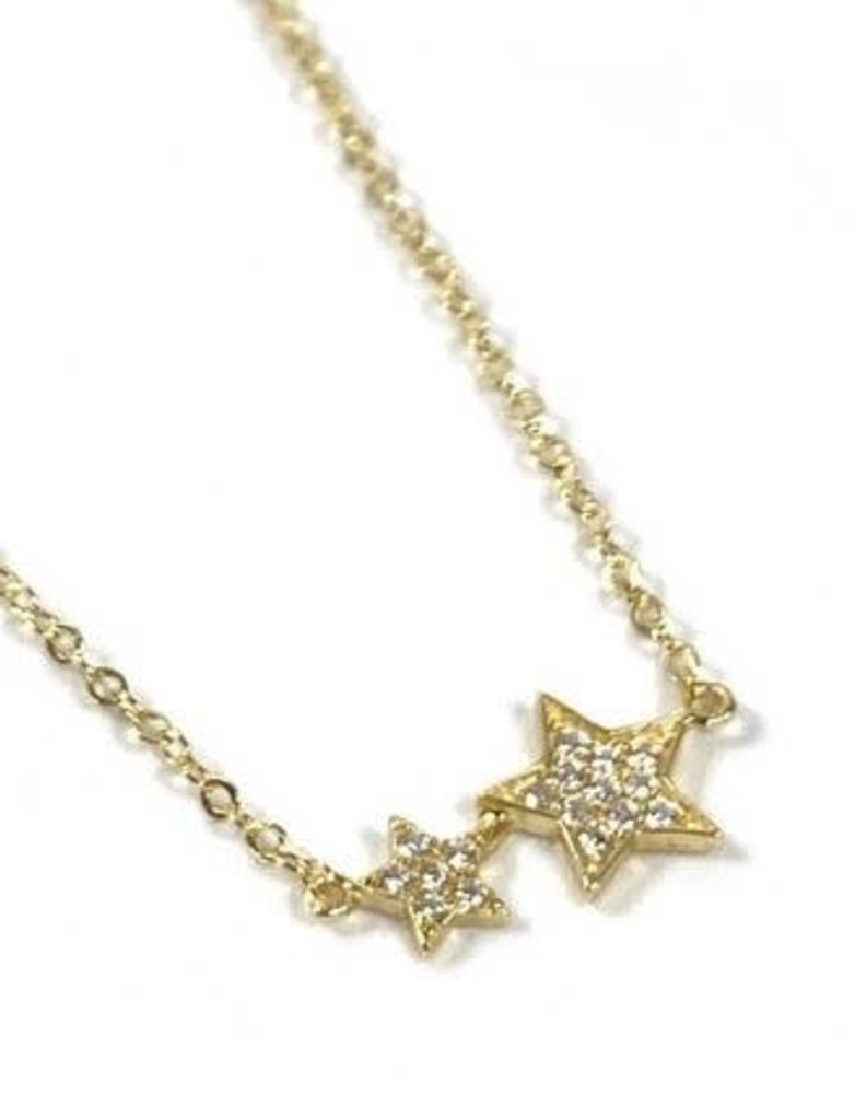 MARY K Gold Pave Double Star Necklace